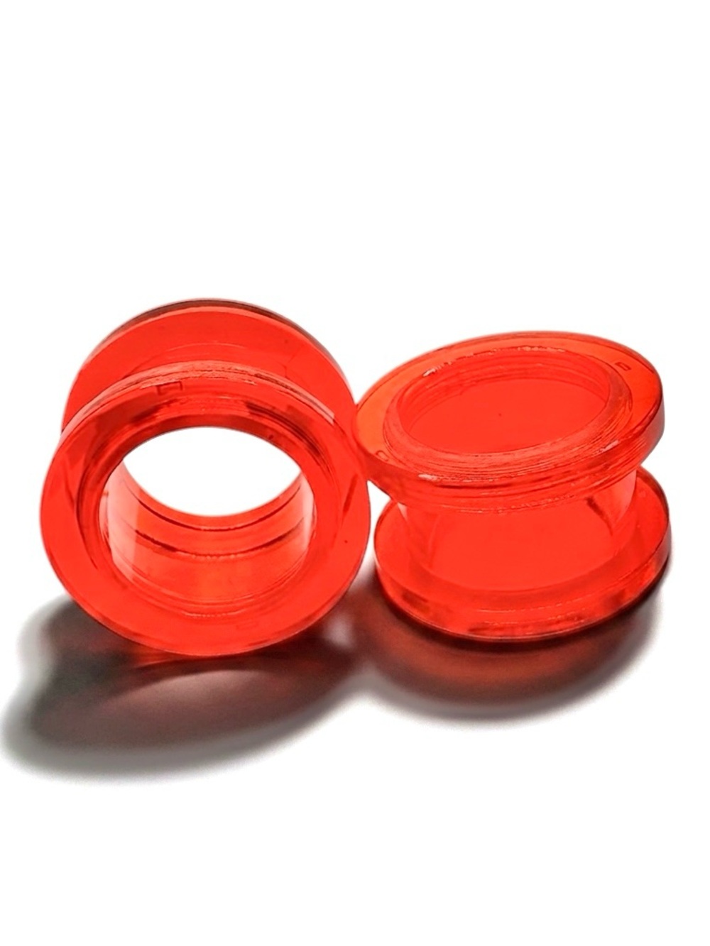 Red Acrylic Double Flare Ear Plugs - Pair